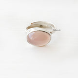 Rose Quartz Adjustable Silver Ring