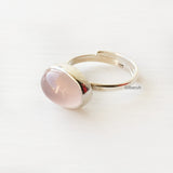 Rose Quartz Adjustable Silver Ring