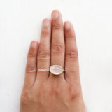 Rose Quartz Adjustable Silver Ring