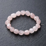 Natural Rose Quartz tumble beaded stretch bracelet handcrafted for everyday wear