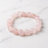 Genuine Rose Quartz gemstone bracelet with soft pink tumble beads
