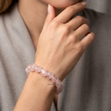 Natural Rose Quartz beaded bracelet for women in delicate pink tones