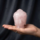 Natural Rose Quartz Buddha sculpture with polished finish