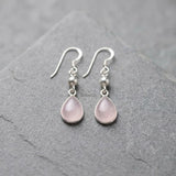925 silver rose quartz drop earrings