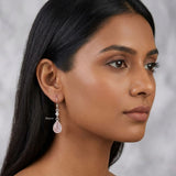 pink gemstone drop earrings silver