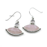 Rose Quartz Evil Eye Silver Earring