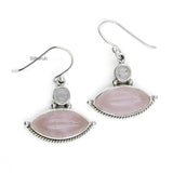 Rose Quartz Evil Eye Silver Earring