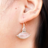 Rose Quartz Evil Eye Silver Earring