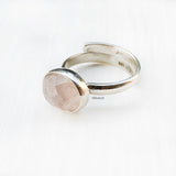 Rose Quartz Facetted Adjustable Silver Ring