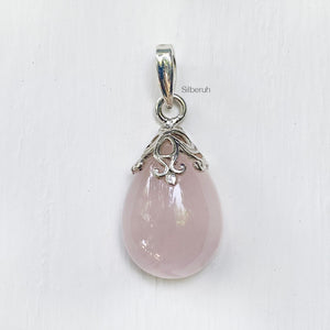 Rose Quartz Filigree Silver Pendant