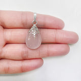 Rose Quartz Filigree Silver Pendant