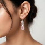 rose quartz jali earrings 925 silver India