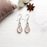 Handcrafted 925 sterling silver Rose Quartz knot earrings