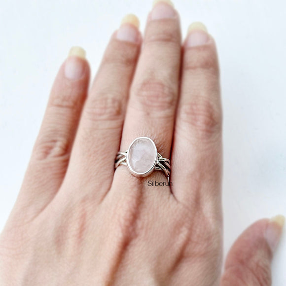 Rose Quartz Knot Silver Ring