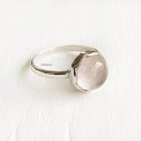 Rose Quartz Knotted Silver Ring