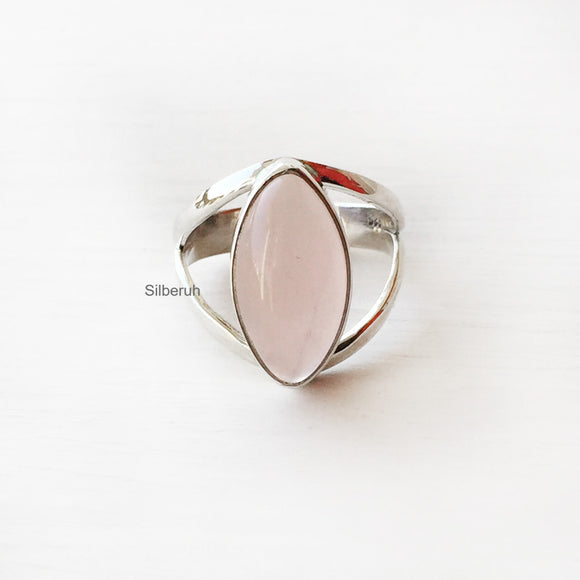 Rose Quartz Marquise Silver Ring