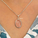 Rose Quartz Oval Silver Pendant