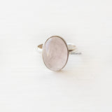 Rose Quartz Oval Silver Ring
