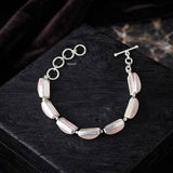 Rose Quartz Rectangular Silver Bracelet