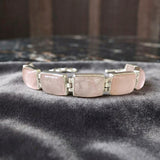 Rose Quartz Rectangular Silver Bracelet