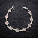 Rose Quartz Silver Bracelet
