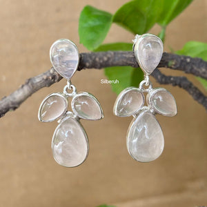 Rose Quartz Silver Earring
