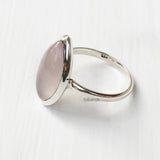 Rose Quartz Silver Marquise Ring