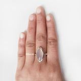 Rose Quartz Silver Marquise Ring