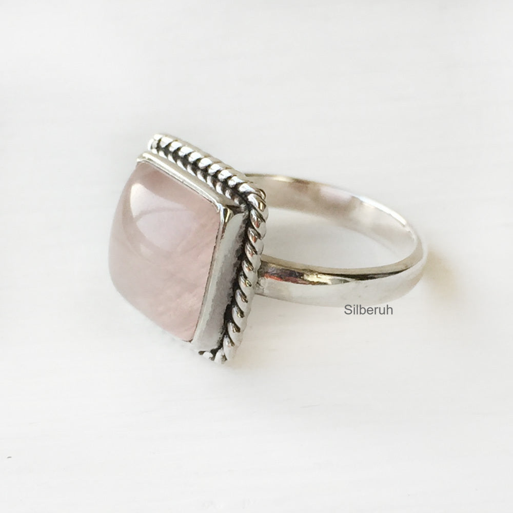 Rose Quartz Lotus Handmade Crystal Ring – MindfulSouls