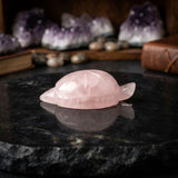 Natural Rose Quartz Tortoise gemstone figurine by Silberuh