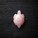 Rose Quartz tortoise figurine with soft pink gemstone colour