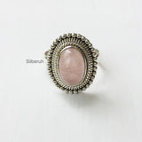 Rose Quartz Tribal Silver Ring