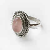Rose Quartz Tribal Silver Ring