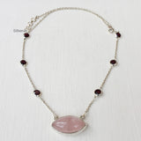 Rose Quartz & Garnet Silver Necklace