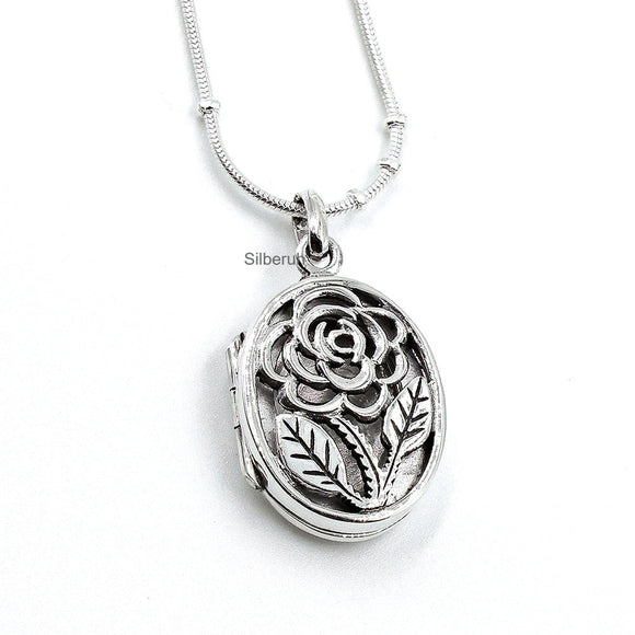 Rose Silver Locket Pendant