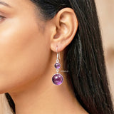 double stone amethyst sterling silver earrings India