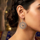 Round Silver Jali Earring