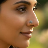 Everyday wear round silver nose stud for pierced nose