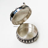 Round Sindoor Jewellery Silver Box