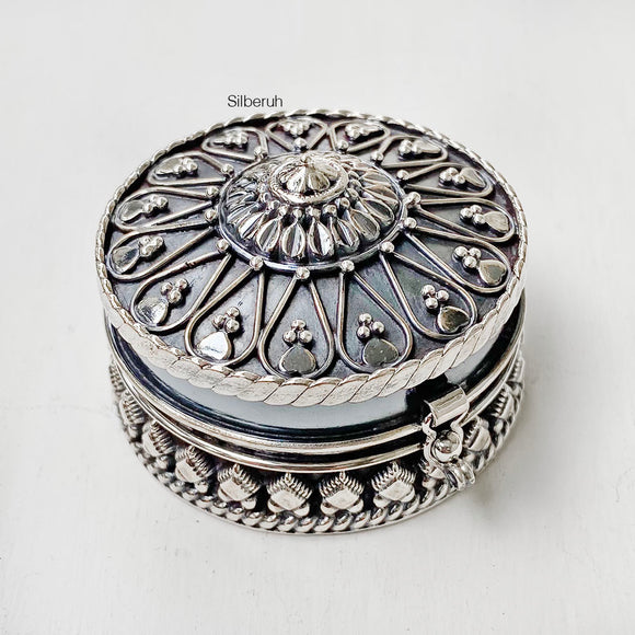 Round Sindoor Jewellery Silver Box