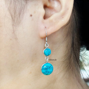 Round Turquoise Silver Earring
