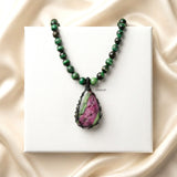 Ruby Zoisite & Green Tiger's Eye Beaded Necklace
