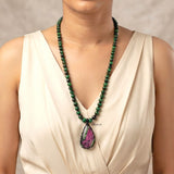 Ruby Zoisite & Green Tiger's Eye Beaded Necklace