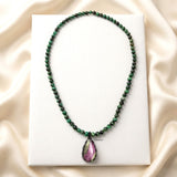 Ruby Zoisite & Green Tiger's Eye Beaded Necklace