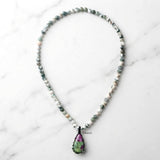 Ruby Zoisite & Tree Agate Beaded Necklace