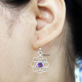 Sahasrara Chakra Amethyst Silver Earring