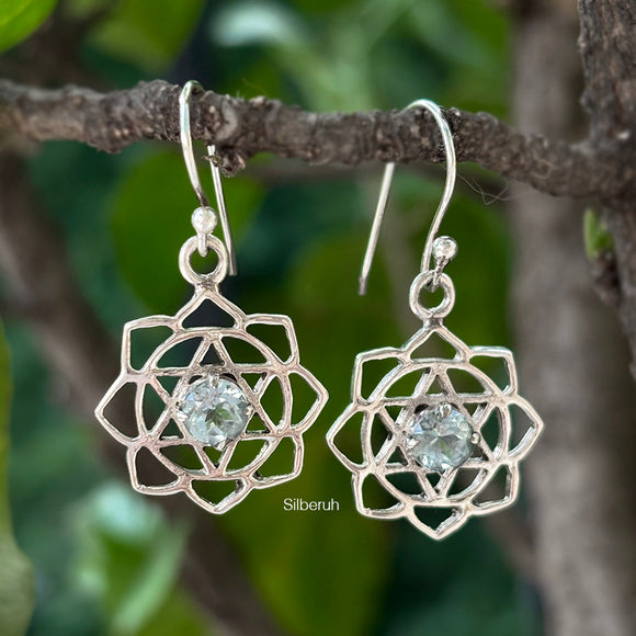 Sahasrara Chakra Blue Topaz Silver Earring