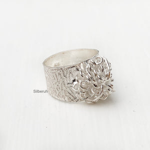 Scribble Phool Silver Ring