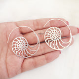 Seashell Silver Hoop Earring