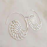 Seashell Silver Hoop Earring